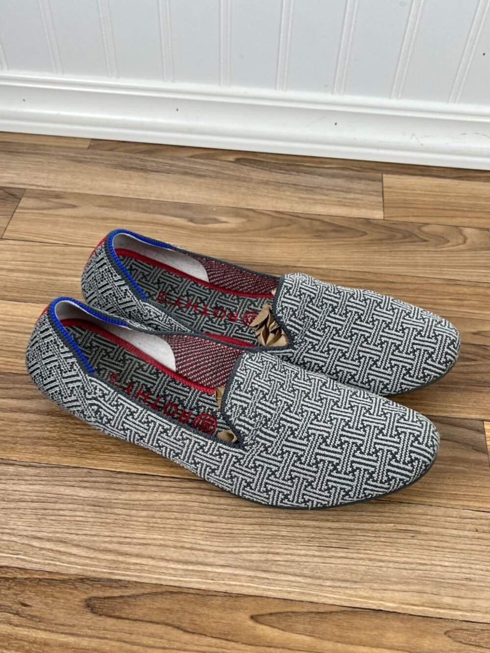 Rothy’s Retired Charcoal Gray Grid Pattern Loafer Flats Size 10 - Picture 4 of 10